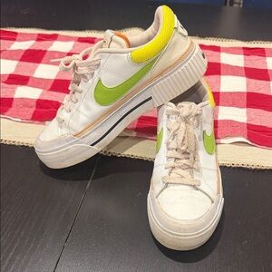 Nike White and Lime Green Sneakers
